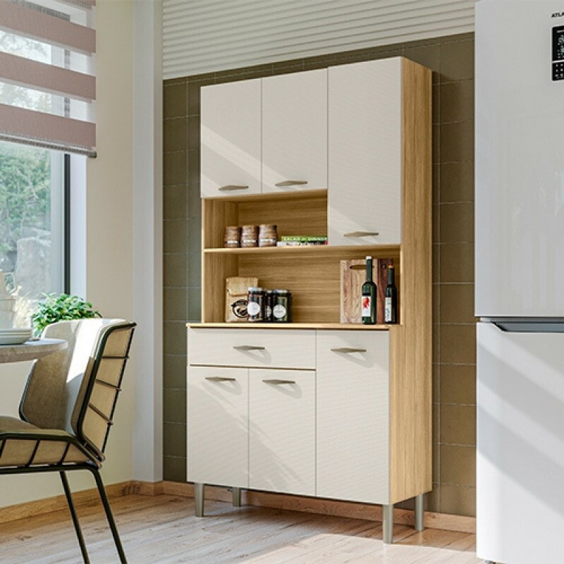 Armário de Cozinha Kit 6 Portas Kits Paraná Apolo Freijo/Soft