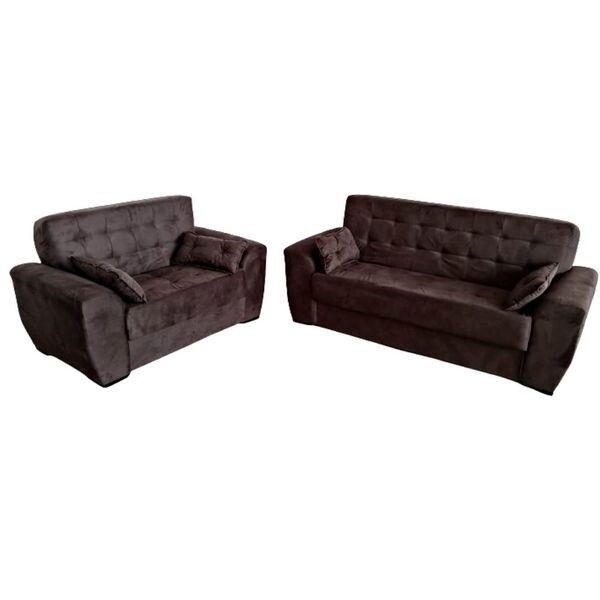 Conjunto de Sofás 3x2 Lugares Berlim Marrom Masterflex