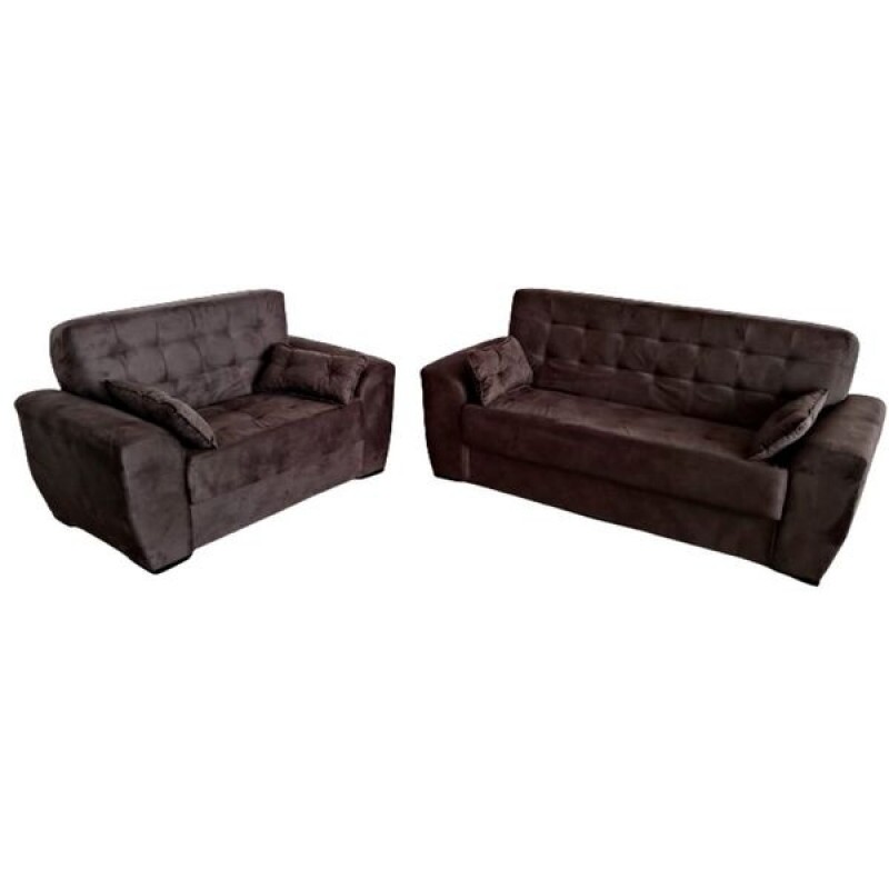 Conjunto de Sofás 3x2 Lugares Berlim Marrom Masterflex