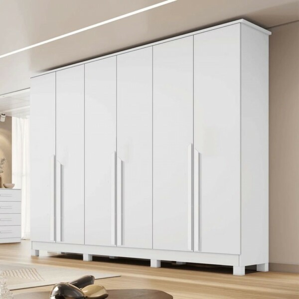Guarda-Roupa Casal Em MDF 6 Portas Bianchi, Bianca, Branco