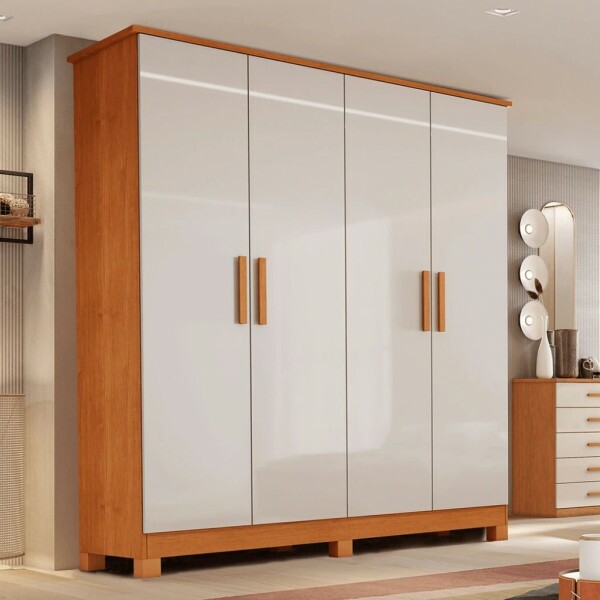 Guarda-Roupa  4 Portas 2 Gavetas MDF Nina Off White Bianchi 