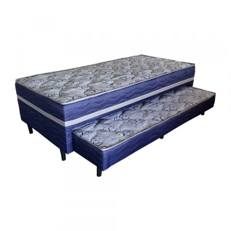 Cama Box Brilhante D28 88x188x43 com Auxiliar  Topázio