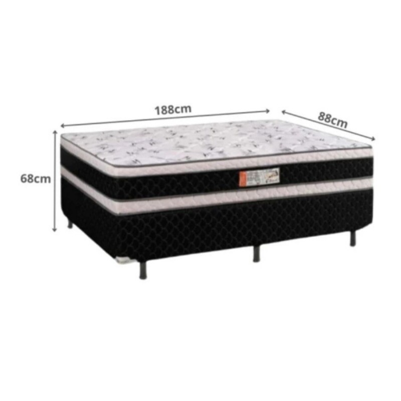 Cama Box Solteiro (Colchão + Base) Paris 88x188 Molas Ensacadas Topázio