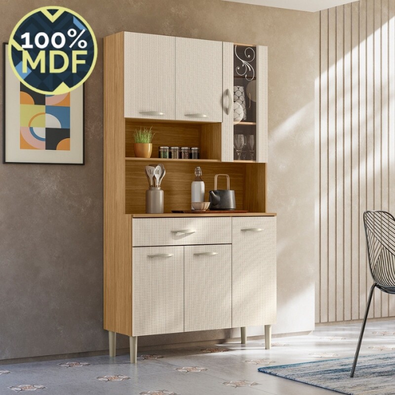 Armário de Cozinha Kit Golden 6 Portas Plus Freijó/Soft 100% MDF