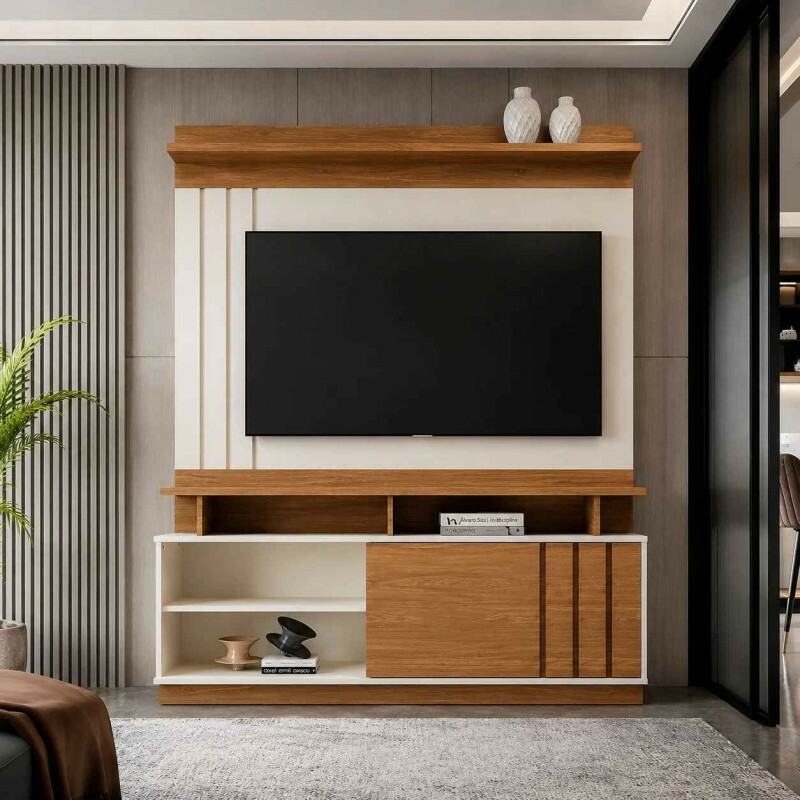 Home Para Tv até 55" Goiás Off White/Canela Mobler Home Para Tv até 55" Goiás Off White/Canela Mobler