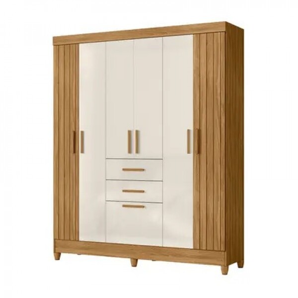 Guarda Roupa Casal Malta com 7 Portas e 2 Gavetas Freijó/ Off White Guarda Roupa Casal Malta com 7 Portas e 2 Gavetas Freijó/ Off White