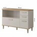 Balcão MGM Bella 120cm 1 Porta Basculante e 4 Gavetas - Freijó/Off White