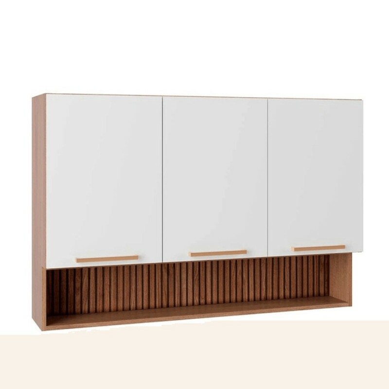 Armário Aéreo Cozinha Modulado 3 Portas c/Nicho 120cm Thela Avelã - Telasul
