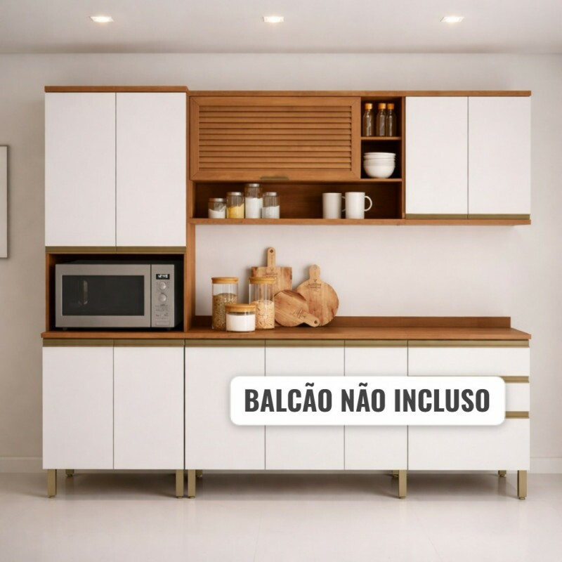 Cozinha Macadamia modulada 3peças  Freijo/Branco - Telasul