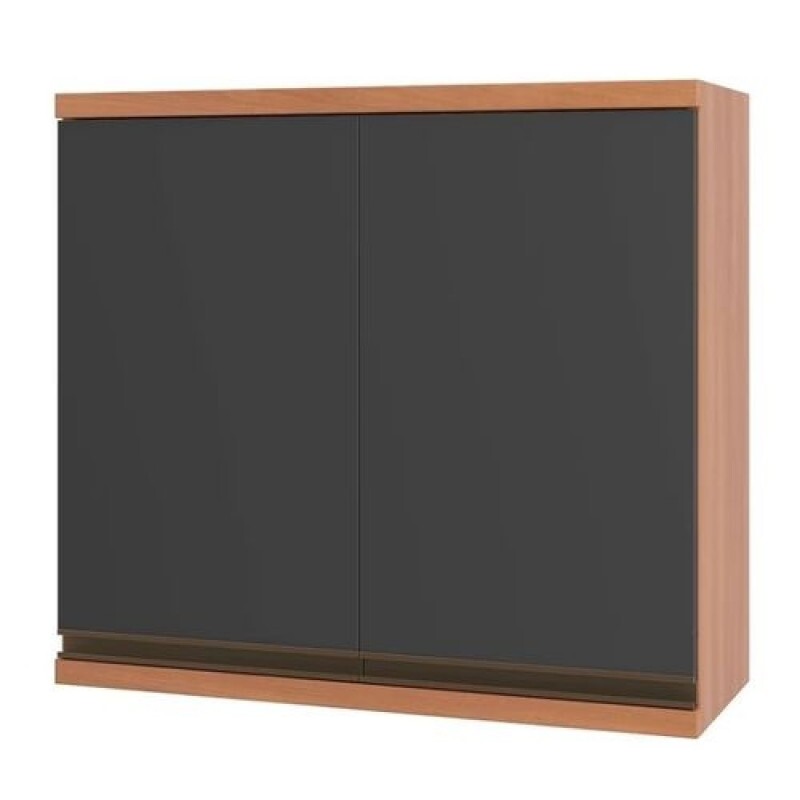 Armário Aéreo Macadâmia 2 Portas 80cm Freijó/Grafite - Telasul