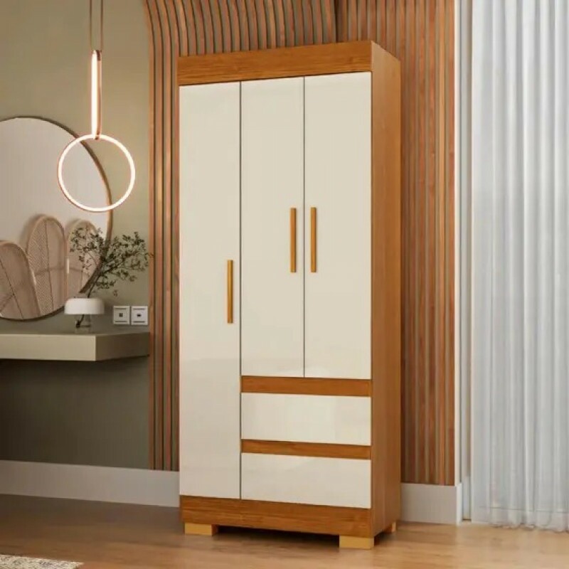 Guarda-Roupa Maya 3 Portas Cinamomo/Off White - Acp Móveis