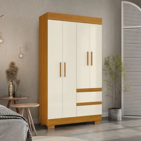 Guarda-Roupa Maya 4 Portas Cinamomo/Off White - Acp Móveis