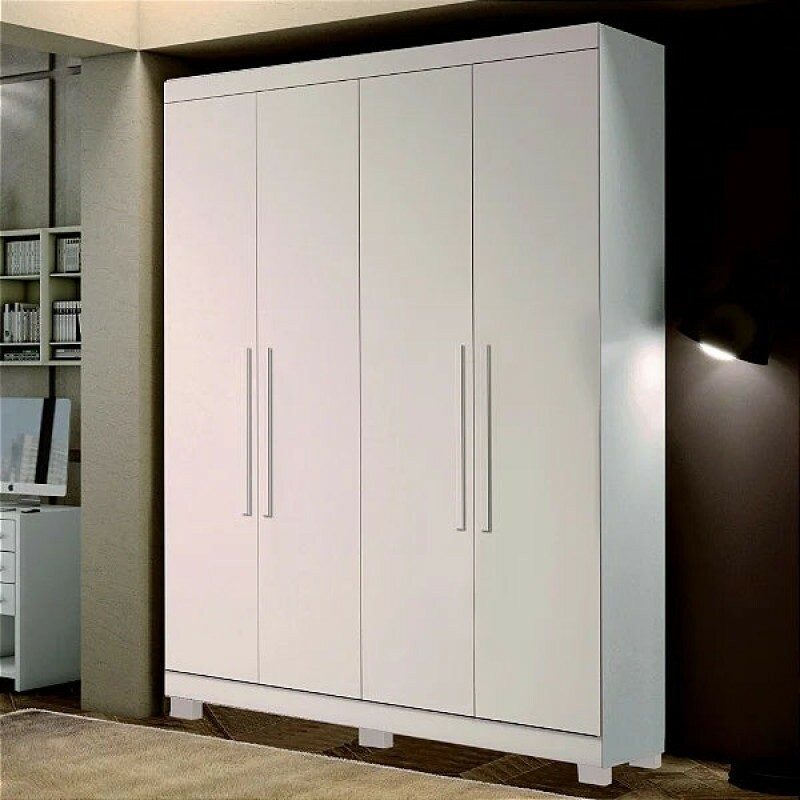 Guarda Roupa Solteiro 4 Portas 2 Gavetas Sergipe Branco - Bianchi Guarda Roupa Solteiro 4 Portas 2 Gavetas Sergipe Branco - Bianchi