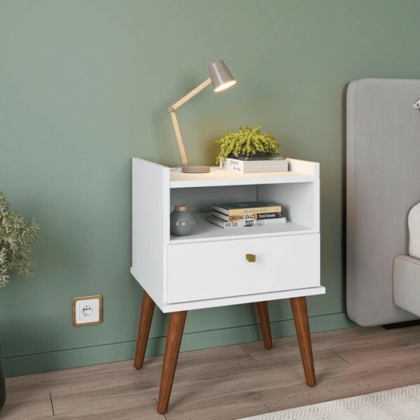 Mesa de Cabeceira com 1 Gaveta Aroma Fiorello - Branco