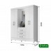 Guarda Roupa Solteiro 4 Portas com Espelho 3 Gavetas Capri Branco/Rosa - Moval