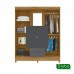 Guarda Roupa Solteiro 4 Portas com Espelho 3 Gavetas Freijo/Cinza Capri - Moval