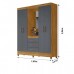 Guarda Roupa Solteiro 4 Portas com Espelho 3 Gavetas Freijo/Cinza Capri - Moval