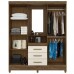 Guarda Roupa Solteiro 4 Portas com Espelho 3 Gavetas Capri Castanho/Off White - Moval