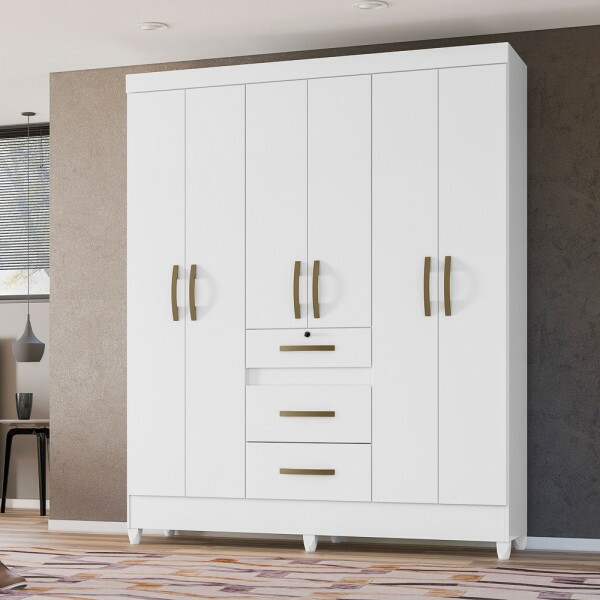 Guarda-Roupa Casal 6 Portas Itatiba Branco - Moval