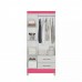 Guarda-Roupa Solteiro 3 Portas 2 Gavetas Lima Branco/Rosa/Branco-Flex - Moval