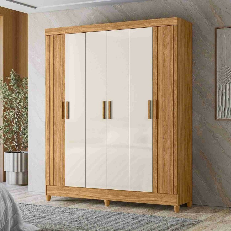 Guarda-Roupa 6 Portas 2 Gavetas Uruguai Freijó/Off White - Moval Móveis Guarda-Roupa 6 Portas 2 Gavetas Uruguai Freijó/Off White - Moval Móveis