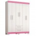 Guarda-roupa Nt6015 com 6 Portas e 2 Gavetas Branco/Rosa Notável Guarda-roupa Nt6015 com 6 Portas e 2 Gavetas Branco/Rosa Notável