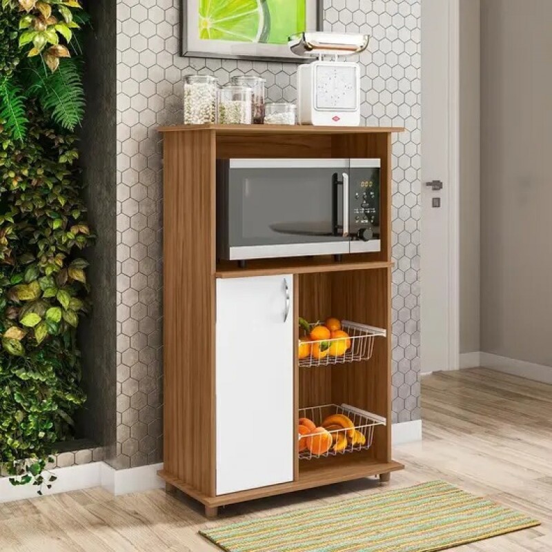 Balcão/Fruteira Para Cozinha Branco Nt3075 Notável Móveis- Freijó/Branco