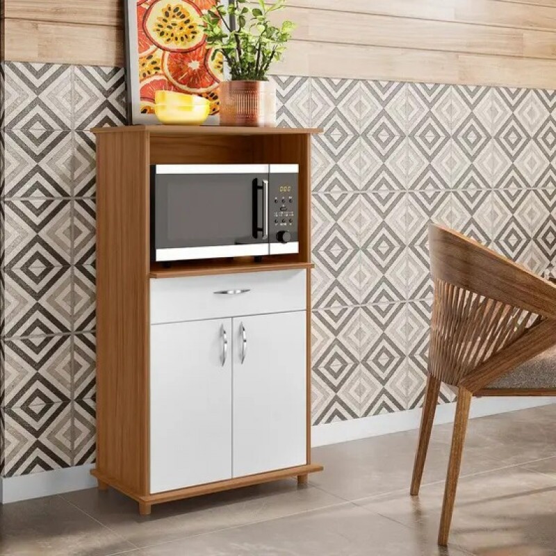 Balcão/Fruteira Para Cozinha Branco Nt3070 Notável Móveis- Freijó/branco