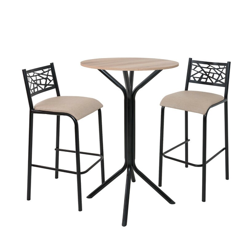 Conj. Bistro Dani C/tampo Assento linho Bege - Ciplafe