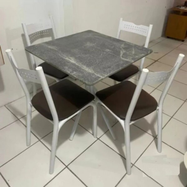 Conjunto Mesa com 4 Cadeiras para Cozinha 70cm Tampo Granito - Ciplafe