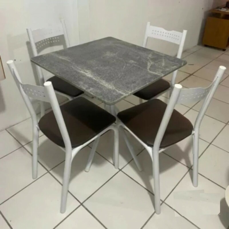 Conjunto Mesa com 4 Cadeiras para Cozinha 70cm Tampo Granito - Ciplafe