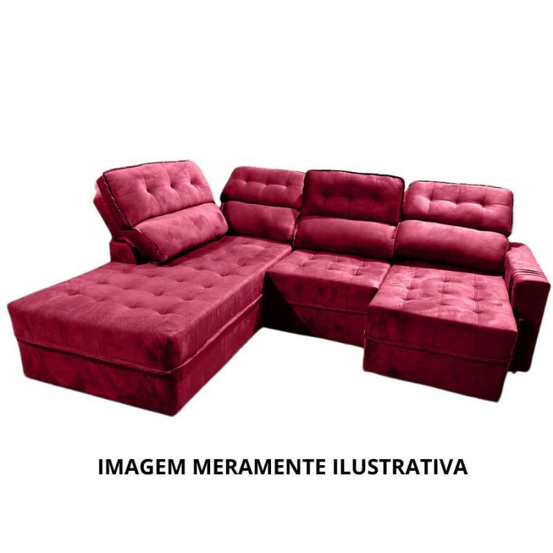 Sofá de canto Retrátil com Chaise Direito Phormatta Atlantica