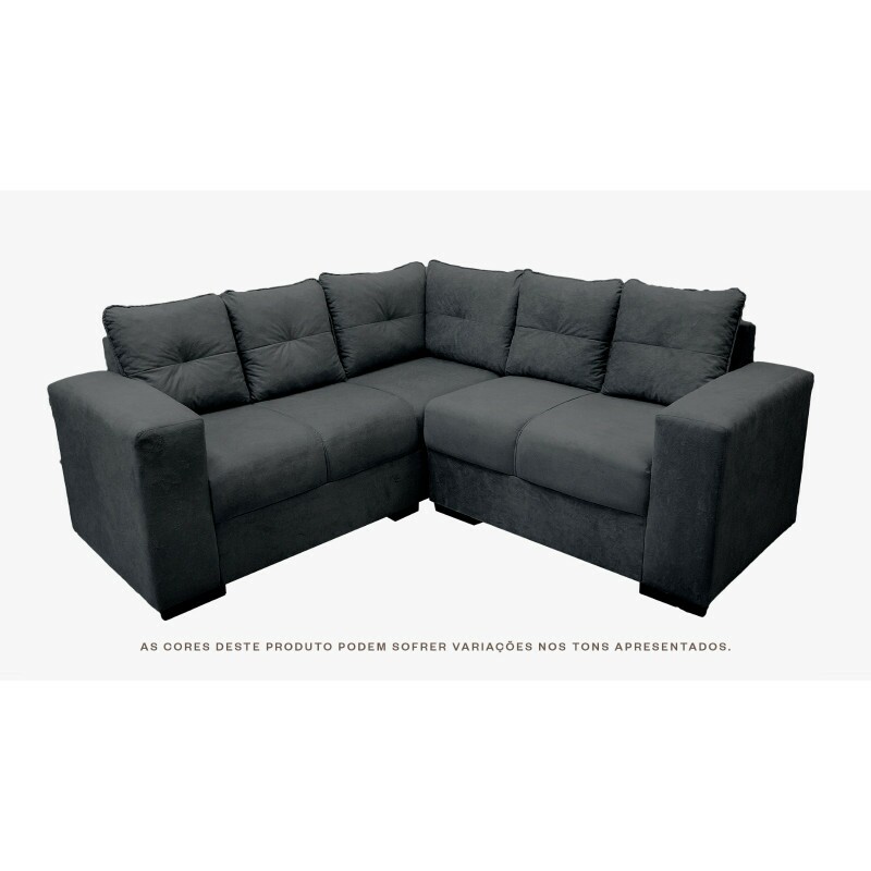 Sofá de Canto 3x2 Lugares Athena Cinza Masterflex