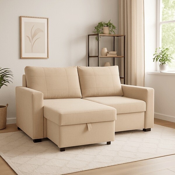 Estofado Retrátil Vitória Bege - Bacetto  Estofado Retrátil Vitória Bege - Bacetto