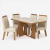 Conjunto para Sala de Jantar 135x90cm Frisa com 04 Cadeiras Riviera Castanho / Off White- LJ Moveis Conjunto para Sala de Jantar 135x90cm Frisa com 04 Cadeiras Riviera Castanho / Off White- LJ Moveis