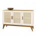 Buffet Aparador  3 Portas Com Tela Off White/ Cedro Andorra Edn