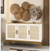 Buffet Aparador  3 Portas Com Tela Off White/ Cedro Andorra Edn