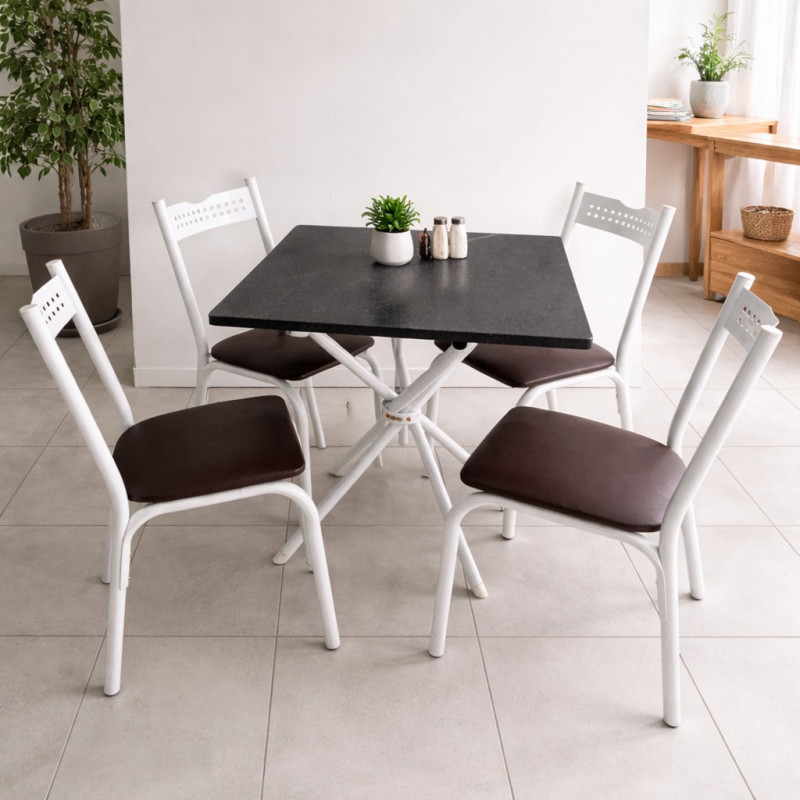 Conjunto Mesa com 4 Cadeiras para Cozinha 70cm Tampo Granito - Ciplafe Conjunto Mesa com 4 Cadeiras para Cozinha 70cm Tampo Granito - Ciplafe