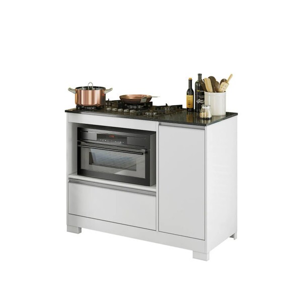 Balcão Cooktop NT 3050 Branco com Tampo Notável Balcão Cooktop NT 3050 Branco com Tampo Notável