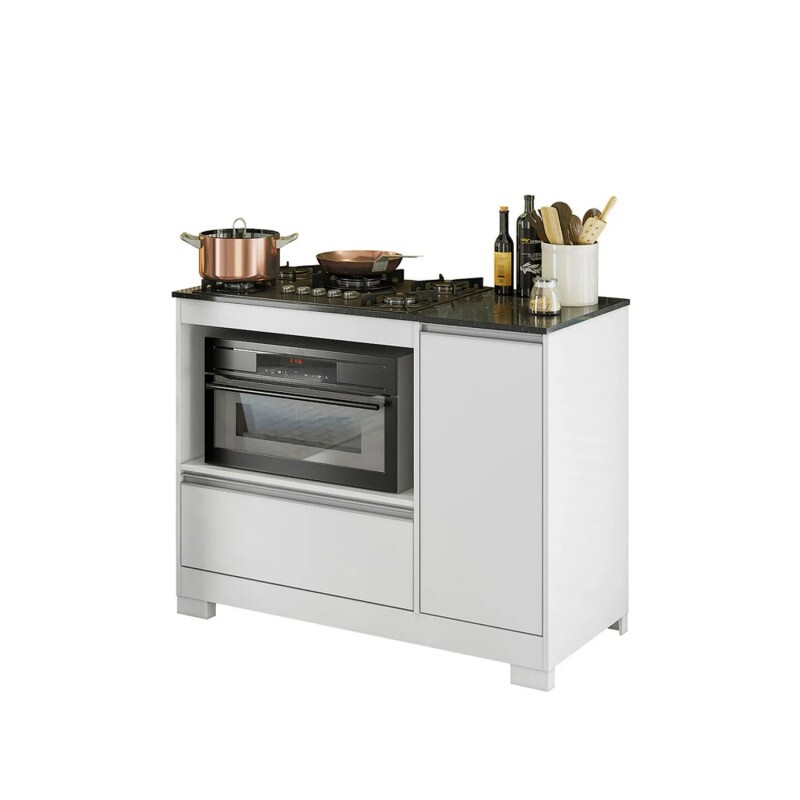 Balcão Cooktop NT 3050 Branco com Tampo Notável Balcão Cooktop NT 3050 Branco com Tampo Notável
