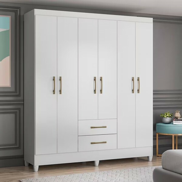 Guarda-Roupa Solteiro 6 Portas Branco Panamá  Moval
